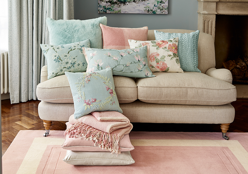 duck egg and pink cushions