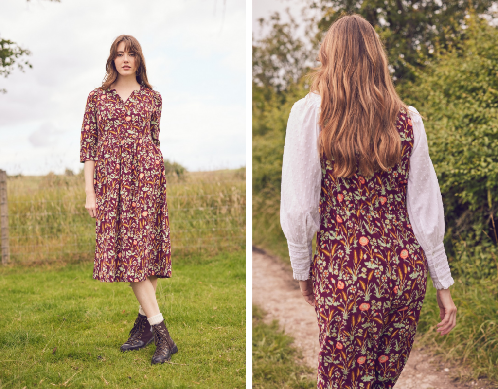 LAURA ASHLEY PRINT MIX MIDI DRESS