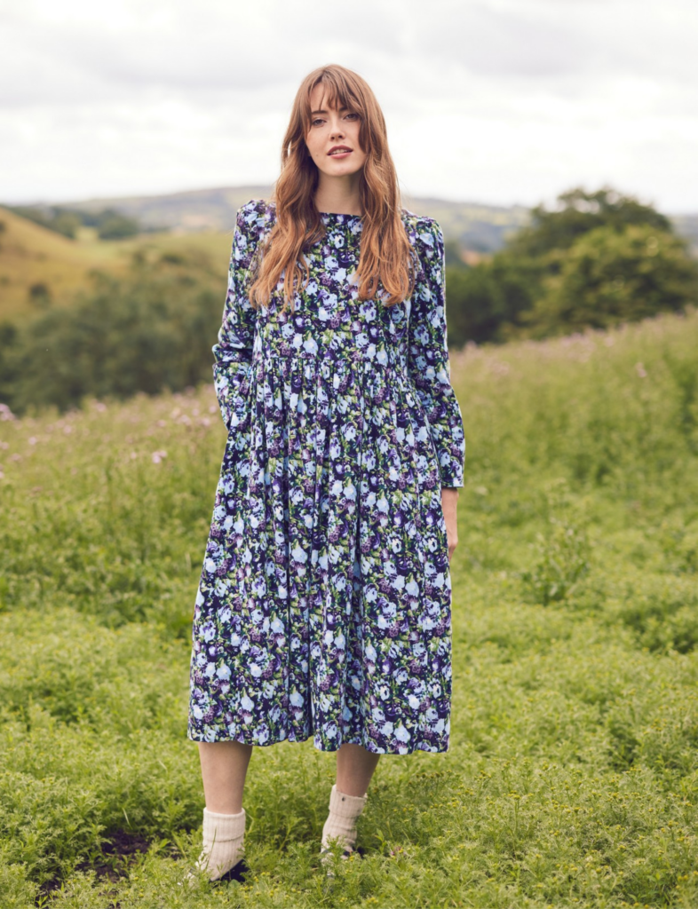 LAURA ASHLEY PRINT MIX MIDI DRESS